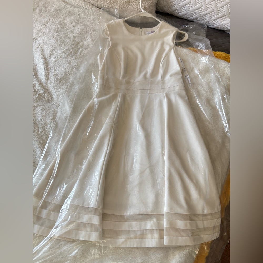 EUC-Calvin Klein Cream Sleeveless Midi Dress, fresh from dry cleaners